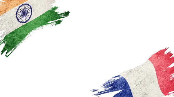 Прапори Індії та Франції на білому тлі — стокове фото